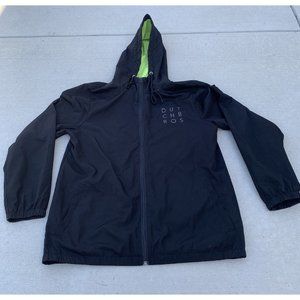 Dutch Bros Coffee Black Hooded Full Zip Jacket Windbreaker Reflective Small